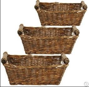 Brown Wicker Storage Hampers Basket (3 Set)