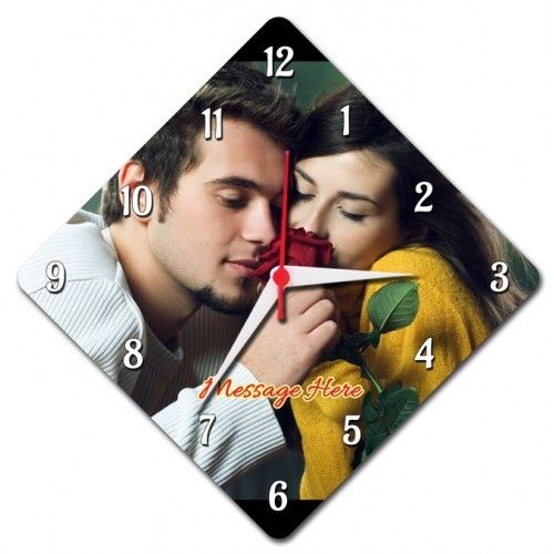 Diamond Shaped Wall Clock Personalized With Photo And Text Application: Pharmaceutical Industry