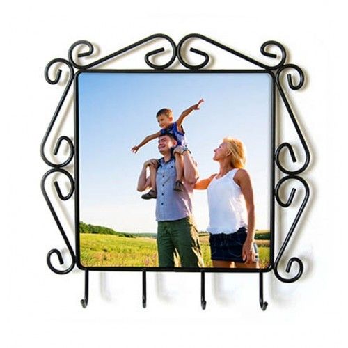 Personalized Hanging Wrought Iron Frame with Key Hook