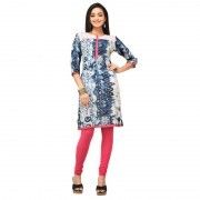 Womens Blue Digital Printed Rayon Long Kurti