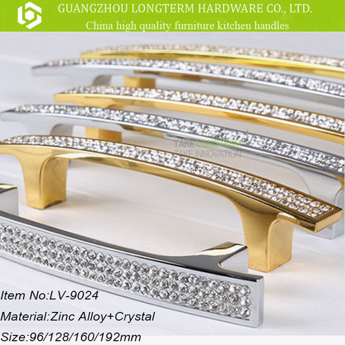 Fashion Crystal U-Shaped Cabinet Knob - Silver Zinc Alloy Door Pull Handle For Cupboard/Drawer