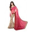 AYESHA TAKIA GEORGETTE PRINT WORK HOT PINK CASUAL SAREE