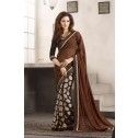 Brown Faux Georgette Saree