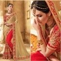 Wedding Red and Beige Net Designer Bridal Sarees