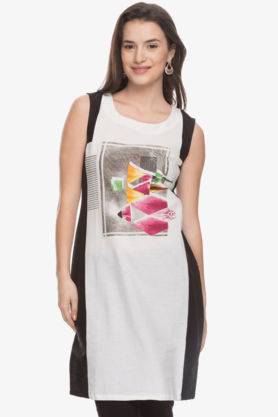 Womens Sleeveless Printed Kurta