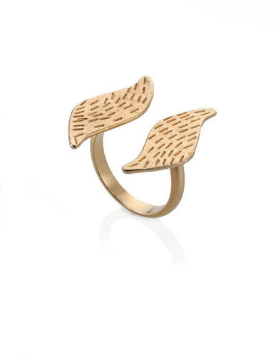 Open Top Gold Wings Ring