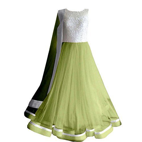 Georgette Silver Green Anarkali Salwar Suit