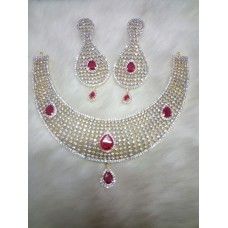 Alloy Jawel Necklace With Red Diamond