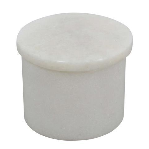 White Marble Art Small Round Jewelry Box For Rings