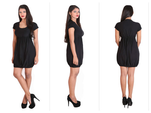 Plain Women Black Color Cocktail Dress