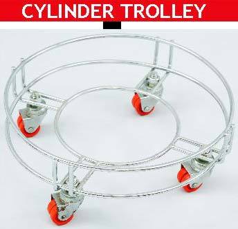 Cylinder Trolley - Durable Metal Frame, Four-Wheel Design for Heavy Load Transport | Ideal for Hospitals and Gas Agencies