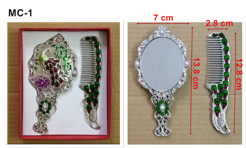 Peacock Design Mirror With Comb