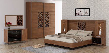 Bedroom Sets - Wooden & High Gloss Finishes | Comprehensive Storage Solutions with Bed, Bedside Tables, Dressers, Wardrobes, and Chest of Drawers