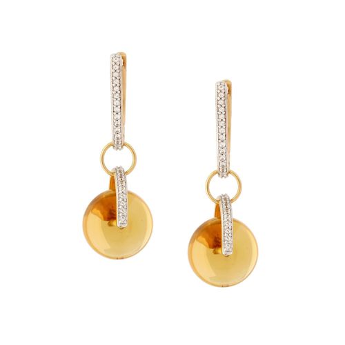 Gold Topaz Diamond Hoop Earrings