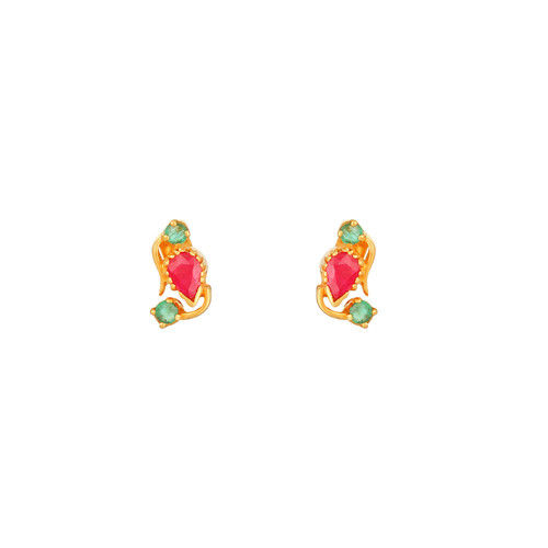 Yellow Gold Emerald Stud Earrings