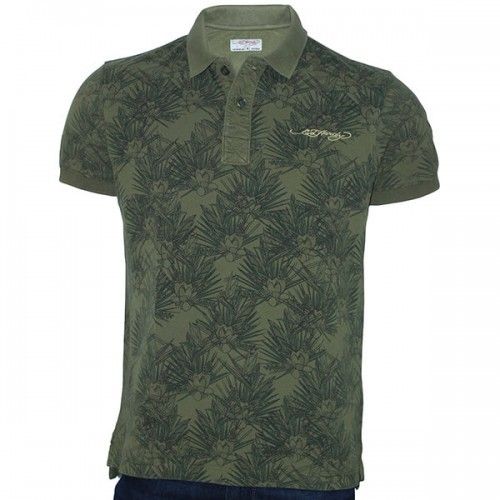 Green Color Polo Printed Half Sleeves T Shirt