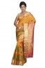 Pure Silk Kanjeevaram Hand Woven Saree-Orange