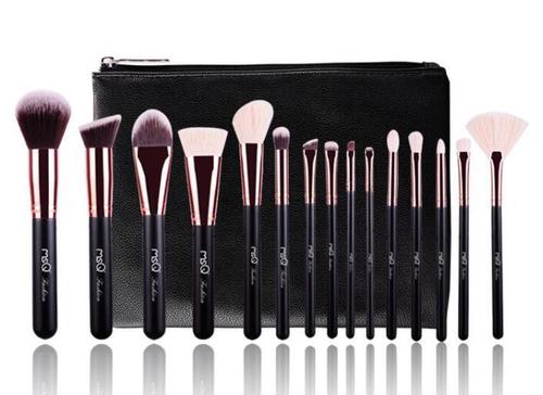 15 Piece Rose Gold Makeup Brush Set