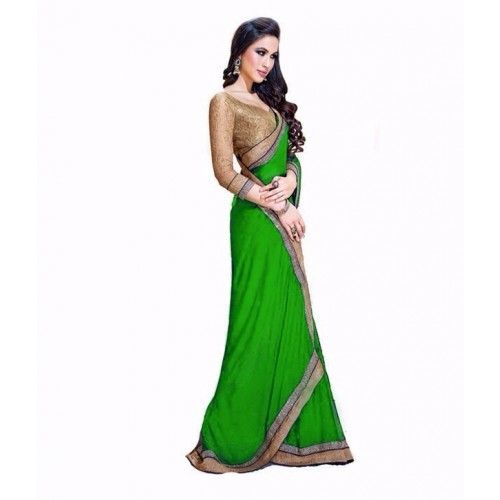 Chiffon Green Festive Graceful Bollywood Collection Saree