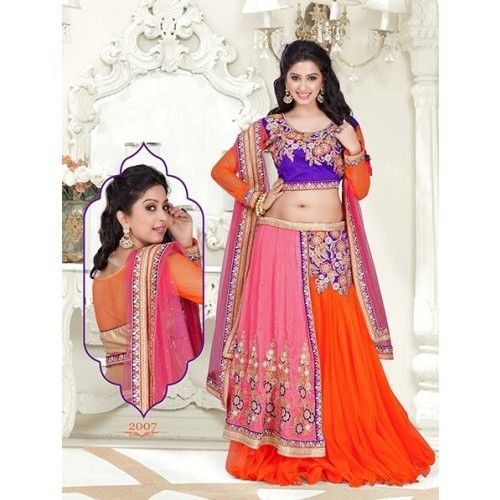 Net Multicolor Festive Wedding Collection Lehenga Choli