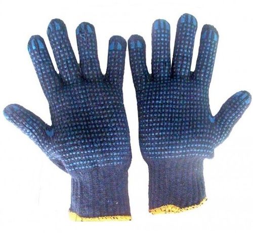 Dotted Gloves - Cotton Knitted with PVC Dots , Blue Color for Enhanced Grip and Protection