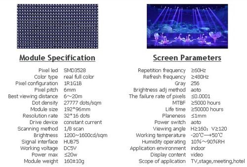 Indoor P6 SMD 1R1G1B LED Screen