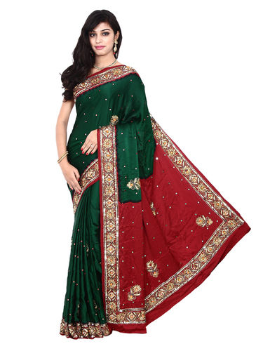 Green Bandhani Printed Saree In Brasso Georgette 4740SR05