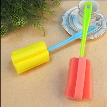 Bottle Cleaning Foam Sponge With Plastic Handle