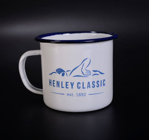 Sunboat Blue Rim Enamel Mugs