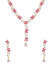 Cz Embellished Necklace Set With Pink Stones Adorned Floral Motif