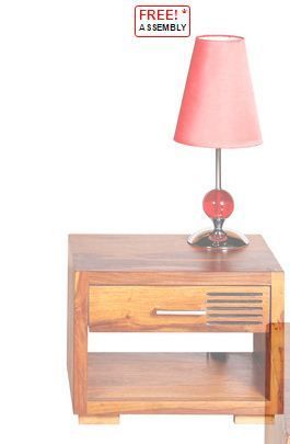 Evok Bedside Table Solid Wood with Honey Brown Finish Indus
