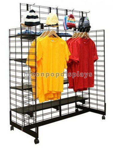 Black Grid Wire Movable Hanging Commercial Clothes Rack By Hicon Pop Displays Lmited