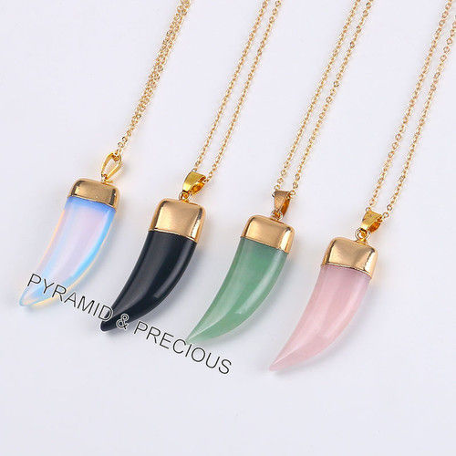 Gemstone Horn Shape Pendants