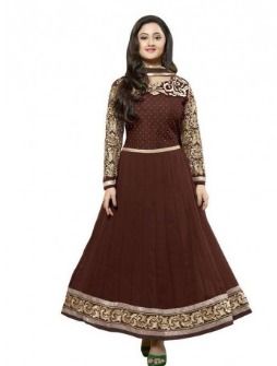Designer Semi Stiched Salwar Dress Material In Choklet Color With Dupatta 