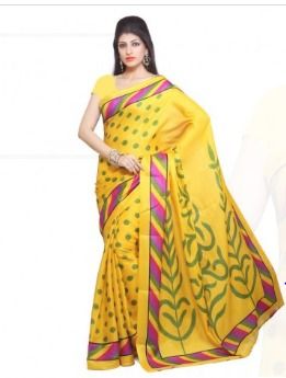 Fancy And Designer Bhagalpuri Yellow Saree