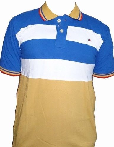 Men Yellow And Blue Polo T-shirt