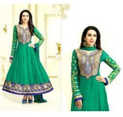 Rama Green Anarkali Style Semi Stitched Suits