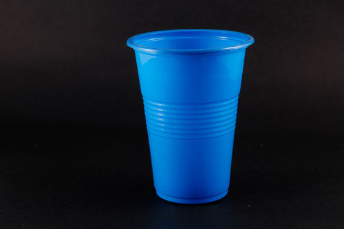 Disposable Glass Ribbed Blue
