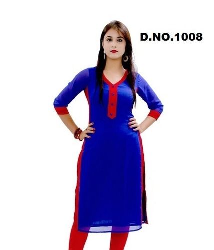 Regular Fit Blue Kurti