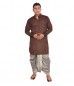 Kurta Maroon Silk Blend Full Sleeved Pyjama