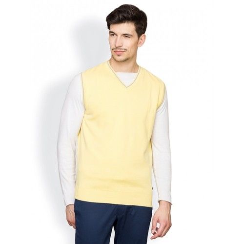 Blackberrys Solid Light-Yellow Coloured Men Sweater