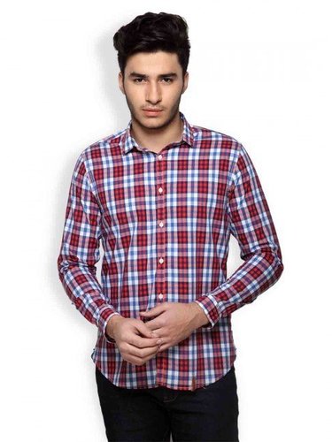 Red and White Woven Cool Checked Shirt