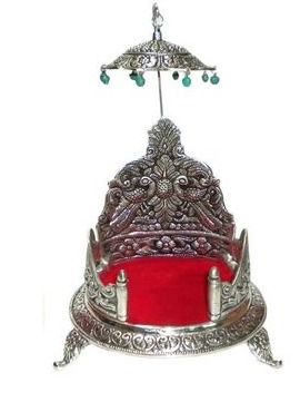 White Metal Round Singhashan for GOD Idols with chatar