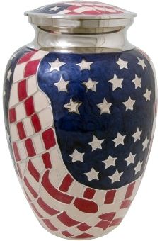 Brass Cremation Urn (American Flag)