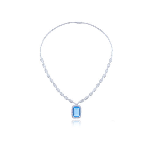 Blue Topaz And Diamond Necklace