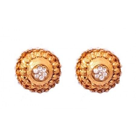 Gold Plated Brass Traditional Stud Earrings