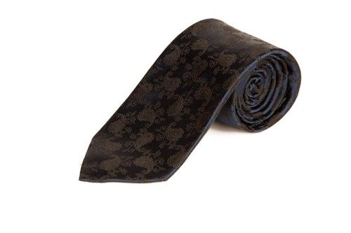 Black Paisley Design On Royal Blue Tie