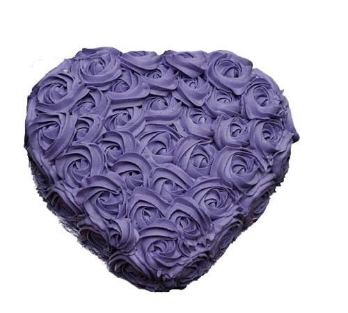 Purple Rose Heart Cake