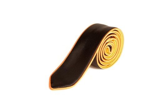 Solid Black And Orange Reversible Tie