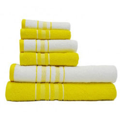 Spaces By Welspun Yellow And White Cotton Bath Towel Set